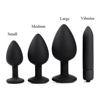 3PC Black Silicone Anal Training Set